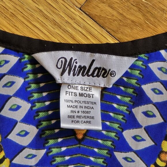 Red Yellow Orange Blue VNeck Kaftan Muu Muu Pool Beach Cover Up Dress India OSFM - Picture 13 of 13